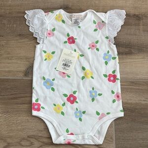 Floral Baby Onesie with Lace Sleeves
